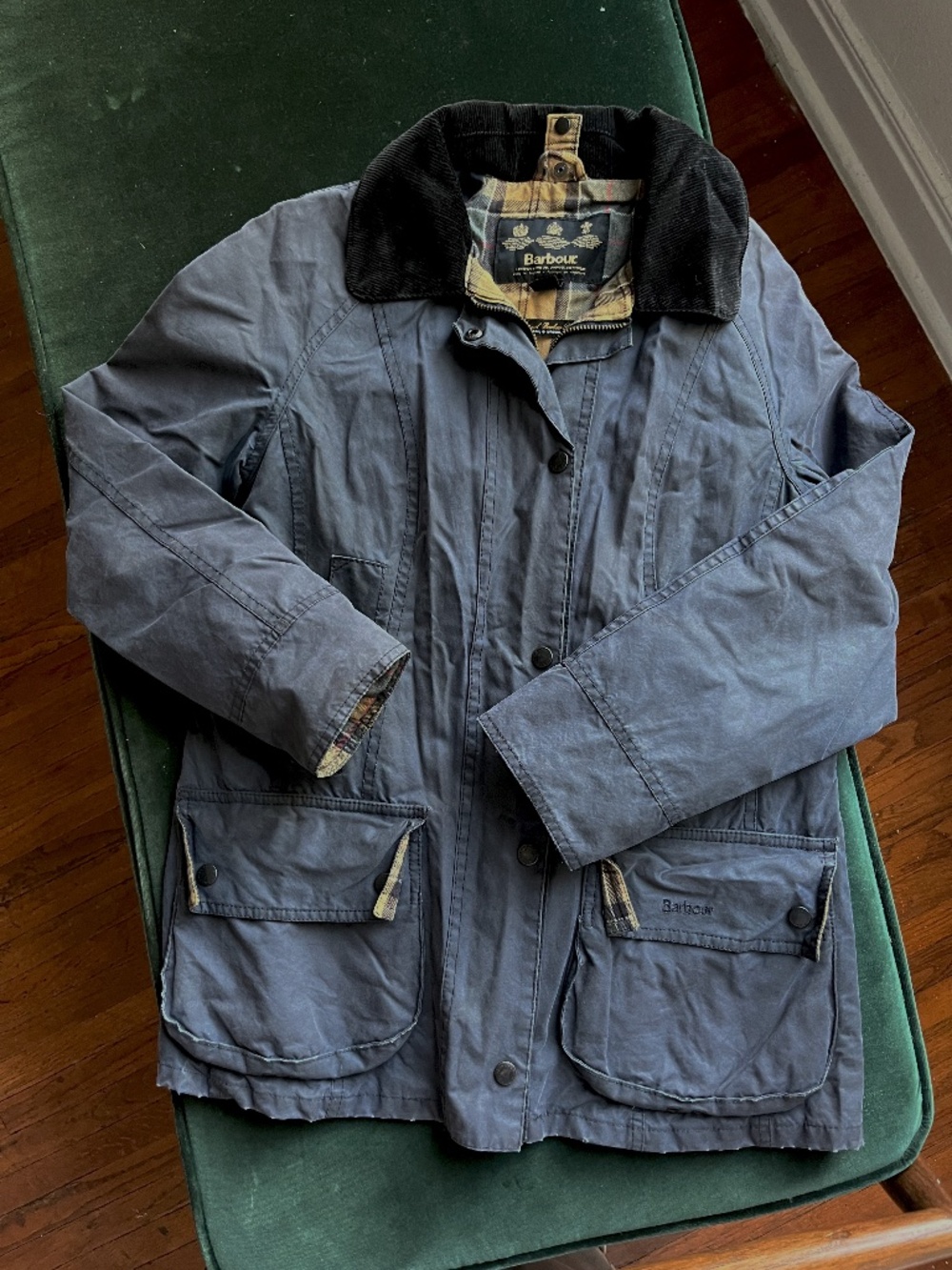 Barbour Beadnell Women’s Waxed Cotton Jacket Navy Blue Size UK 8 / US 4